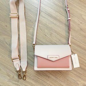 Charles and Keith Zaina Envelope Crossbody Bag - Light Pink